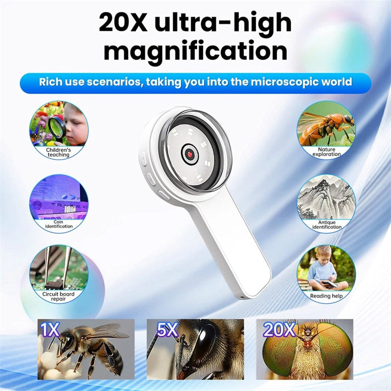 20X Handheld Magnifying Glass with 2" IPS Screen