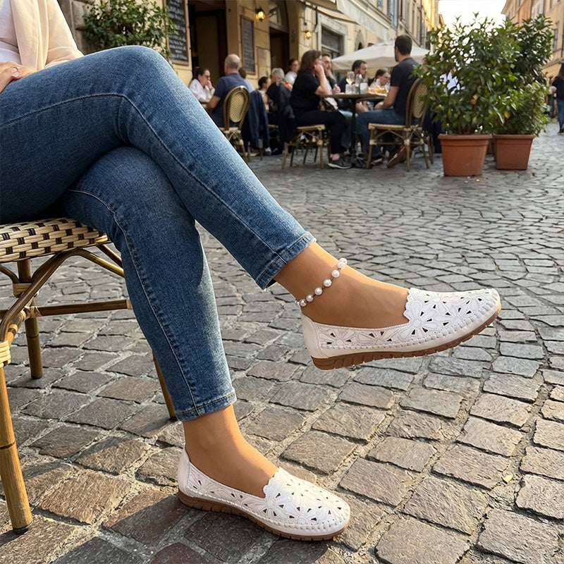 Women's Floral Hollow-Out Breathable Flat Loafers