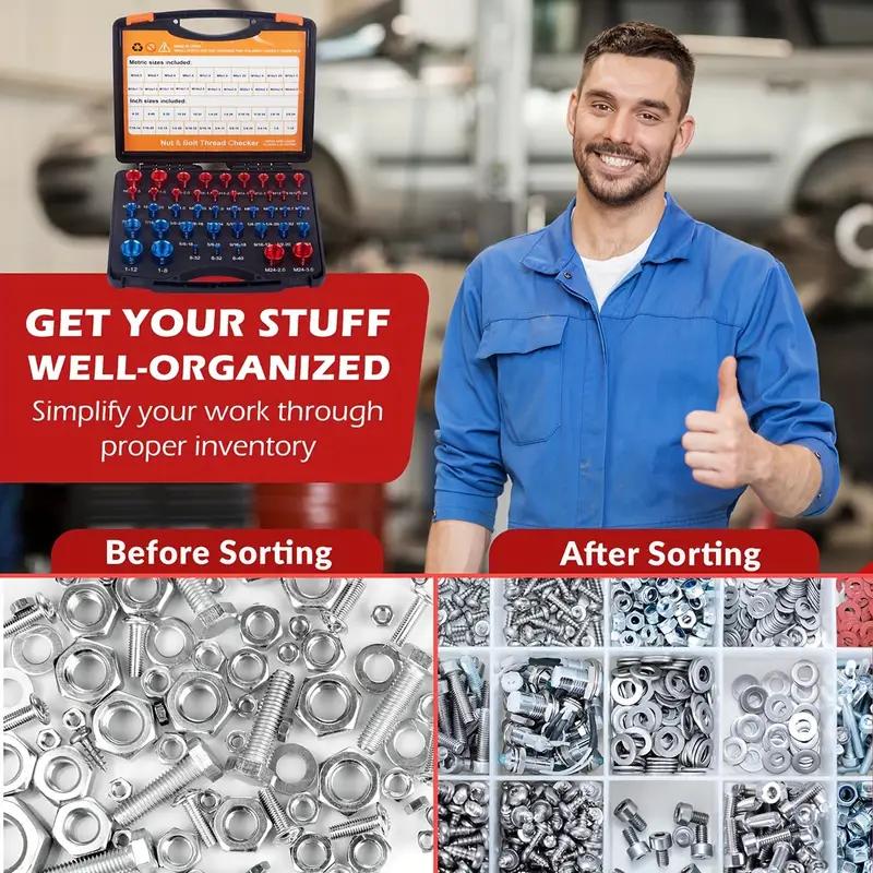 Nut & Bolt Thread Checker Kit for Inspection of Fixed Bolts or Threaded Holes