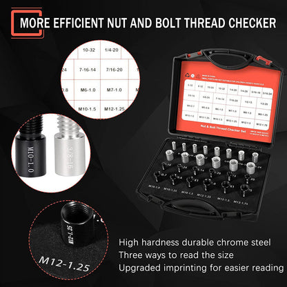 Nut & Bolt Thread Checker Kit for Inspection of Fixed Bolts or Threaded Holes