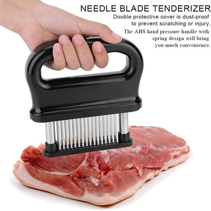 🎉 Meat Tenderizer with 48 Stainless Steel Blades – Tenderize in Seconds, Dishwasher-Safe & Safe Storage Cover Included! 🔪