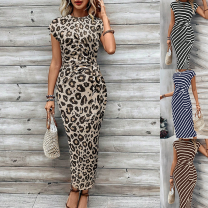 🌸Women's Knot Bodycon Dress – Leopard print, tummy-flattering knot. Comfy & chic for parties or date nights. Feel gorgeous. ✨🌹