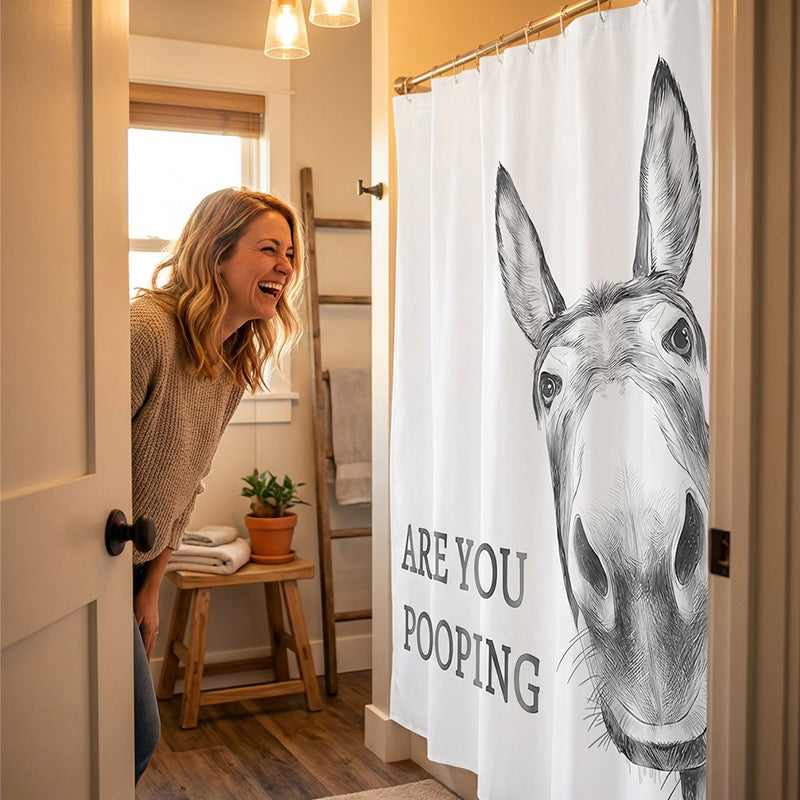 Funny Donkey Shower Curtain with Hooks