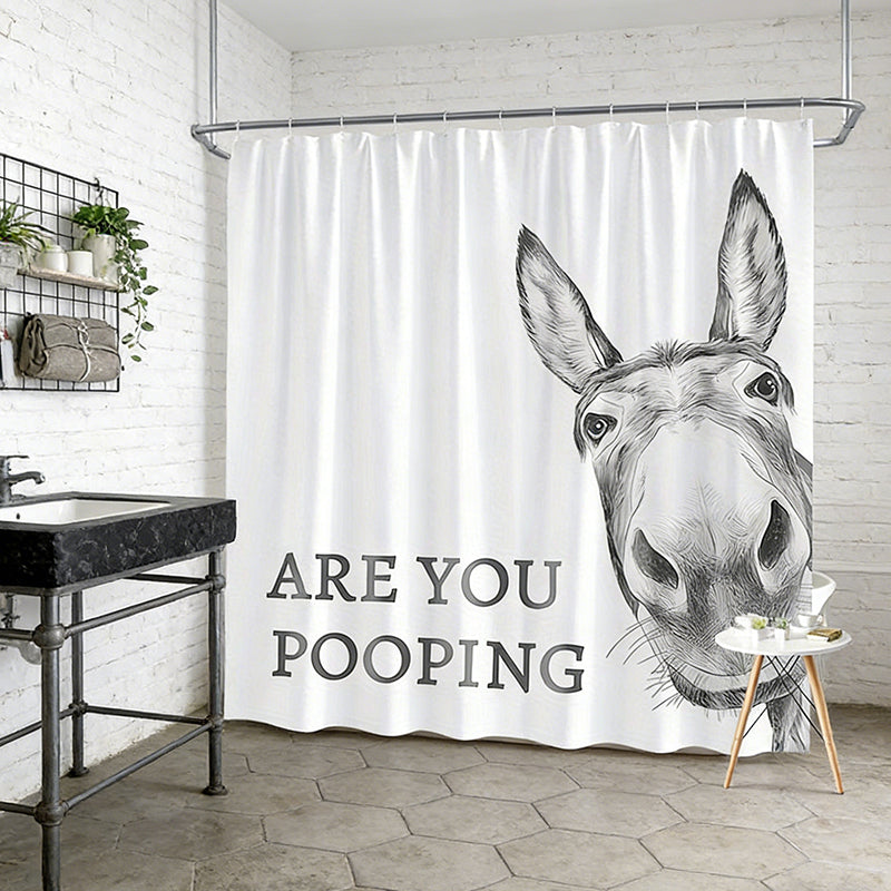 Funny Donkey Shower Curtain with Hooks