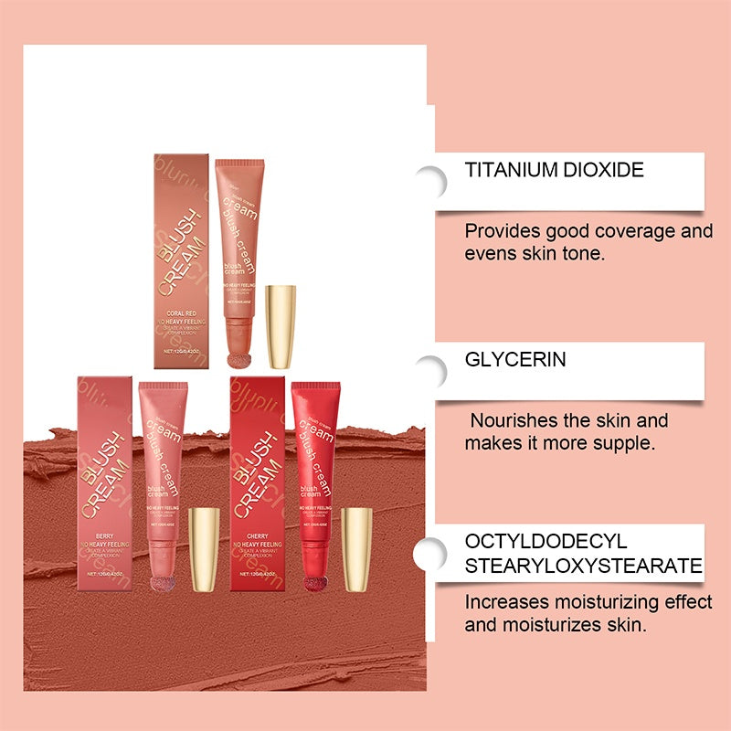 Natural Long-Lasting Shimmer Blush Cream