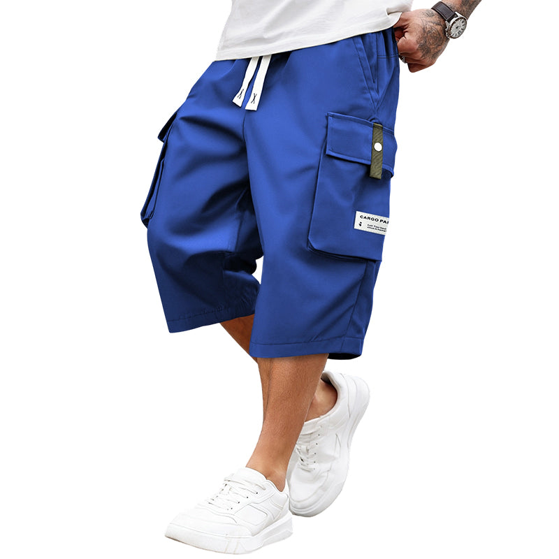 Men's Casual Drawstring Capri Cargo Pants