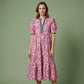 Women's Floral Print Puff Sleeve Maxi Dress