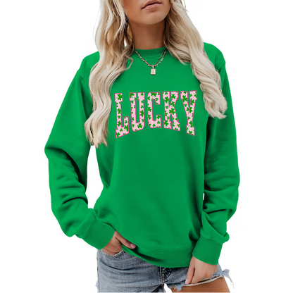 🍀St. Patrick’s Day Essential! Women's Lucky Shamrock Graphic Sweatshirt
