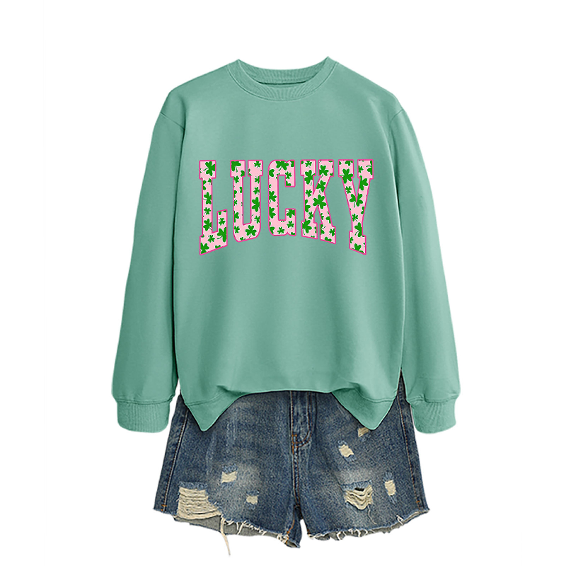 🍀St. Patrick’s Day Essential! Women's Lucky Shamrock Graphic Sweatshirt