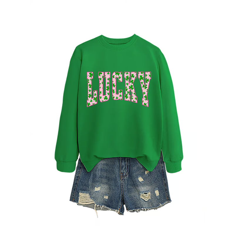 🍀St. Patrick’s Day Essential! Women's Lucky Shamrock Graphic Sweatshirt