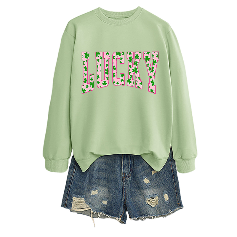 🍀St. Patrick’s Day Essential! Women's Lucky Shamrock Graphic Sweatshirt