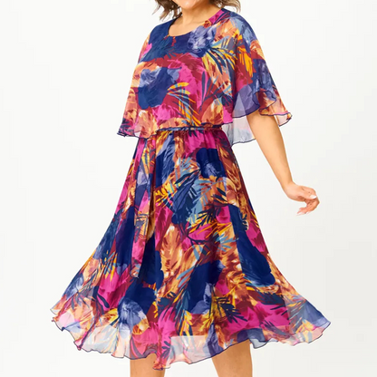 Women's Graceful Floral Printed Half-Sleeve Dress