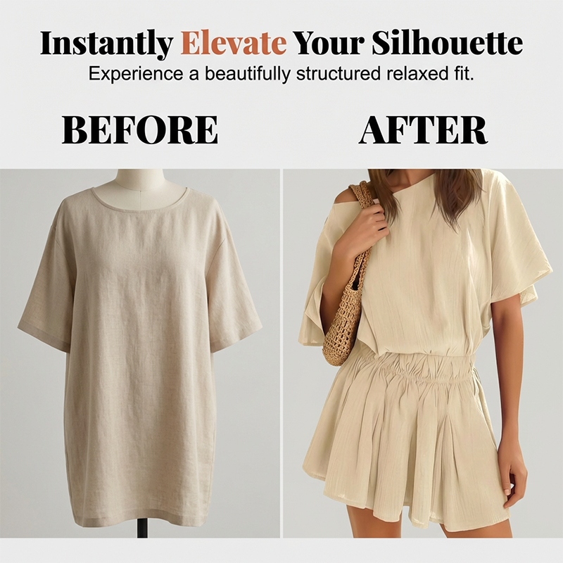 👗Women's Casual Flowy Mini Dress – Batwing Sleeves, Elastic Waist & Breezy Fit – Effortless Summer Style ☀️