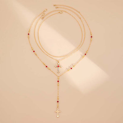 🌸Layered Gold Cross Necklaces for Women