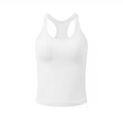 Women's Ribbed Racerback Tank Top with Built-in Bra
