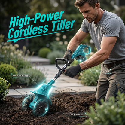 🌿 Cordless Electric Garden Tiller & Cultivator