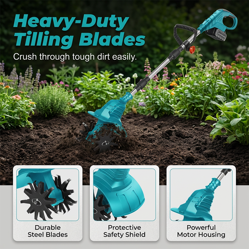 🌿 Cordless Electric Garden Tiller & Cultivator