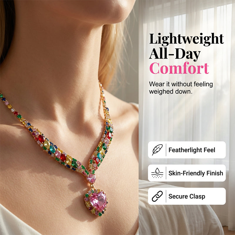 ✨ Sparkling Heart Jewelry Set – Necklace & Earrings, Elegant, Lightweight 💖