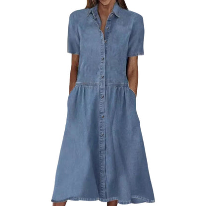🔥Limited-time offer-Women's Elegant & Casual Denim Shirt Dress