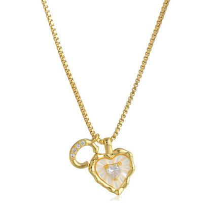 Heart Shaped Letters Micro Pave Chain Necklace – Initial Pendant, Titanium Steel, Adjustable ✨