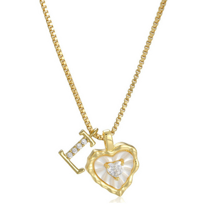 Heart Shaped Letters Micro Pave Chain Necklace – Initial Pendant, Titanium Steel, Adjustable ✨