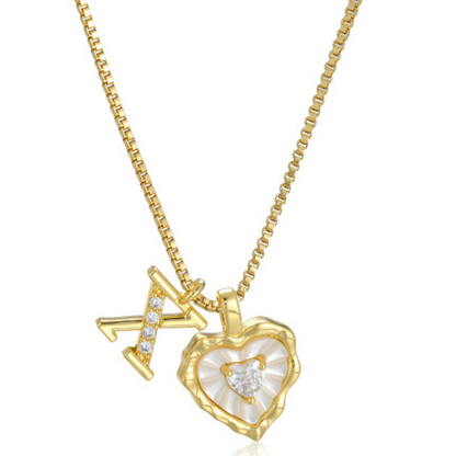 Heart Shaped Letters Micro Pave Chain Necklace – Initial Pendant, Titanium Steel, Adjustable ✨