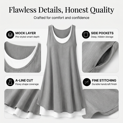 Women's Sleeveless Fake 2-Piece Dress