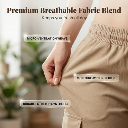Women's Elastic Waist Cargo Shorts with Pockets
