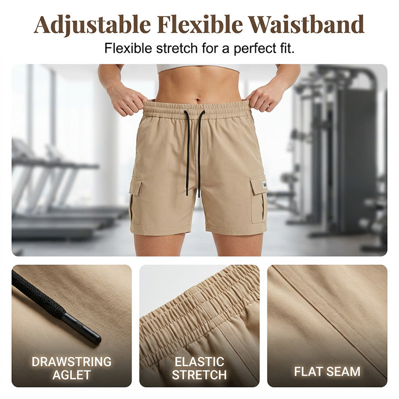 Women's Elastic Waist Cargo Shorts with Pockets