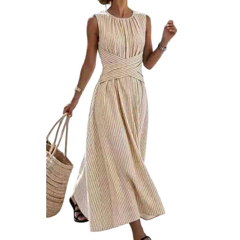 Women Casual Striped Maxi Dress Sleeveless🎀👗