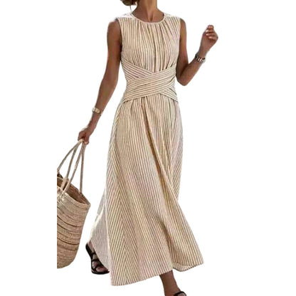 Women Casual Striped Maxi Dress Sleeveless🎀👗