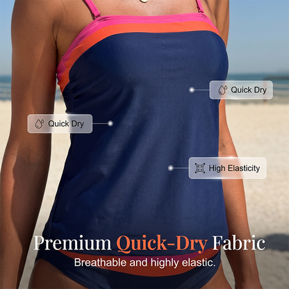 Women Two-Piece Tankini Color Block Conservative Swimsuit Set 👙