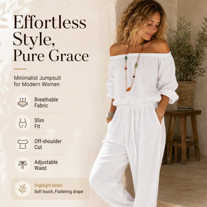 👗🌸Women's Off Shoulder Jumpsuit – Effortless Chic With A Flattering Fit ✨