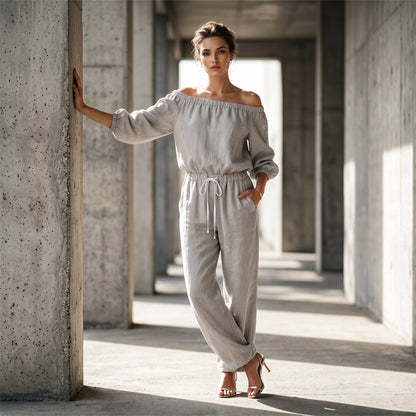 👗🌸Women's Off Shoulder Jumpsuit – Effortless Chic With A Flattering Fit ✨