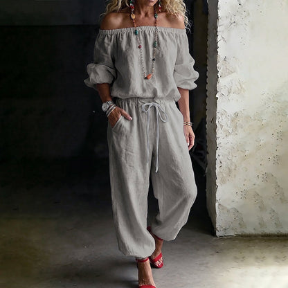 👗🌸Women's Off Shoulder Jumpsuit – Effortless Chic With A Flattering Fit ✨