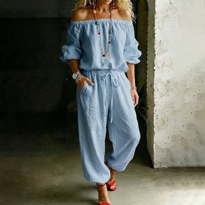 👗🌸Women's Off Shoulder Jumpsuit – Effortless Chic With A Flattering Fit ✨