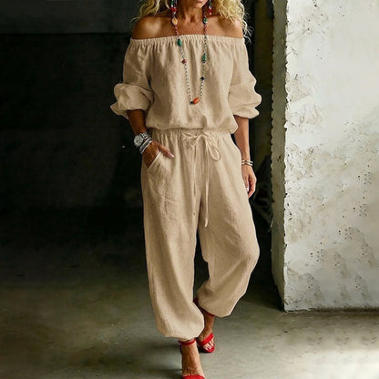 👗🌸Women's Off Shoulder Jumpsuit – Effortless Chic With A Flattering Fit ✨