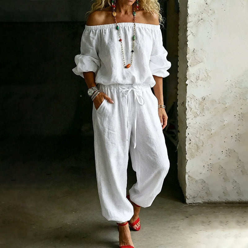 👗🌸Women's Off Shoulder Jumpsuit – Effortless Chic With A Flattering Fit ✨