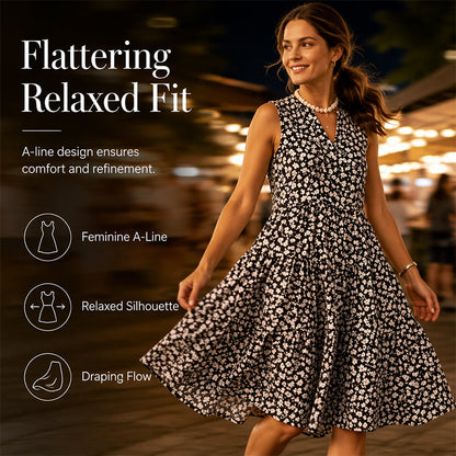 Women's Floral V-Neck Sleeveless Casual Dress