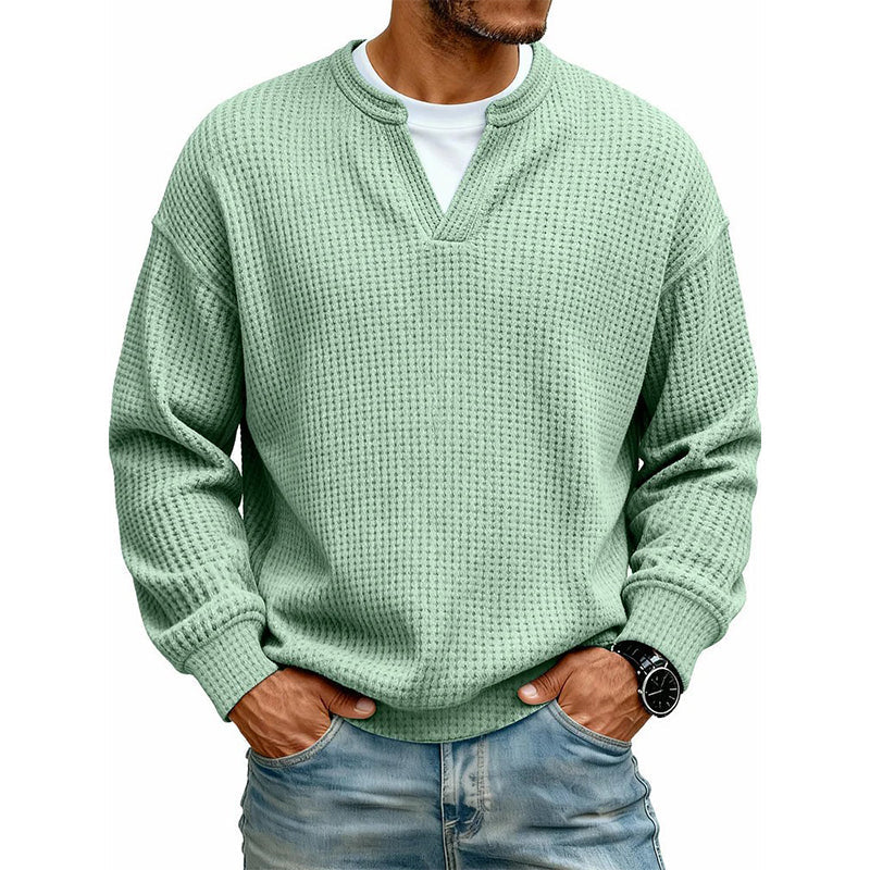 ✨ Timeless Comfort | Men's Textured Waffle Layered-Look Long-Sleeve Tee