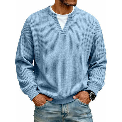✨ Timeless Comfort | Men's Textured Waffle Layered-Look Long-Sleeve Tee