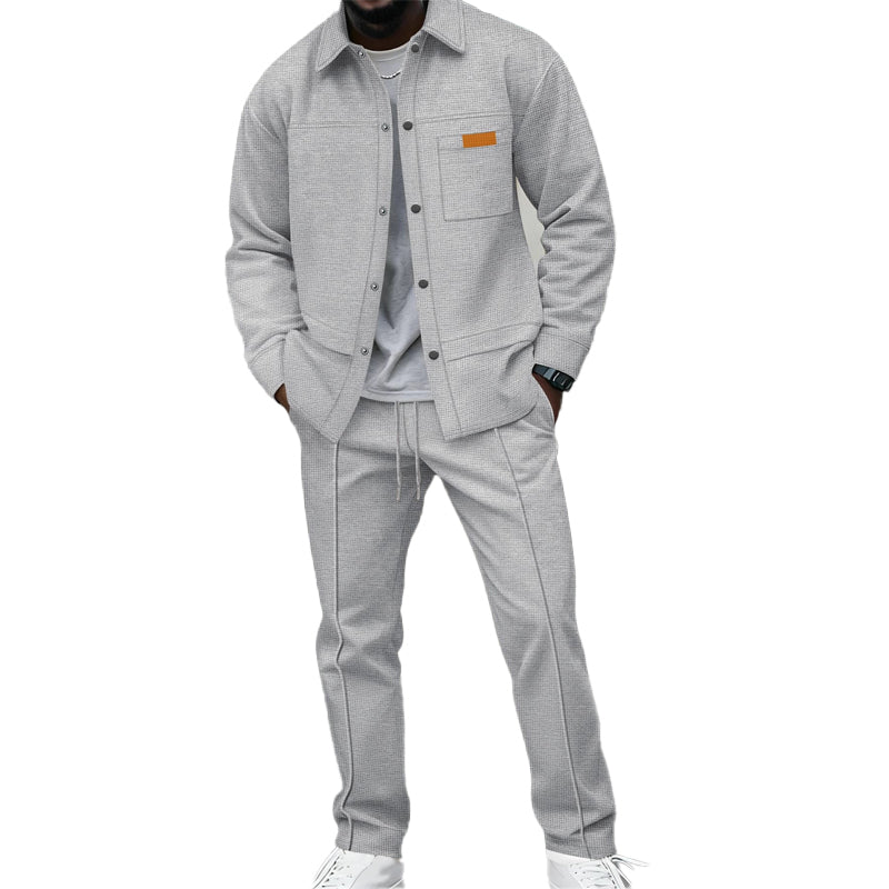 🧥 Texture Meets Utility | Men's 2-Piece Lounge Set with Functional Pockets