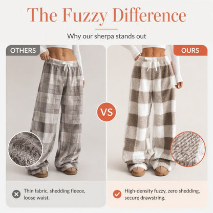 ☁️ Cozy Everyday Comfort | Women's Plush Plaid Wide-Leg Pants