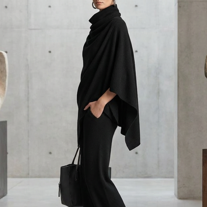 🌸Women's Cowl-Neck Cape & Wide-Leg Pants 2-Piece Set