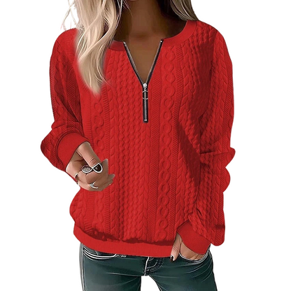 Women’s Half-Zip Cable Knit Sweatshirt