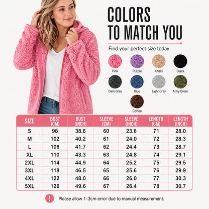 🍂🧥Women's Cozy Fuzzy Hooded Jacket – Soft Zip-Up Outerwear for Everyday Warmth