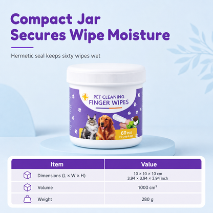 Pet Finger Cleaning Wipes for Dogs & Cats