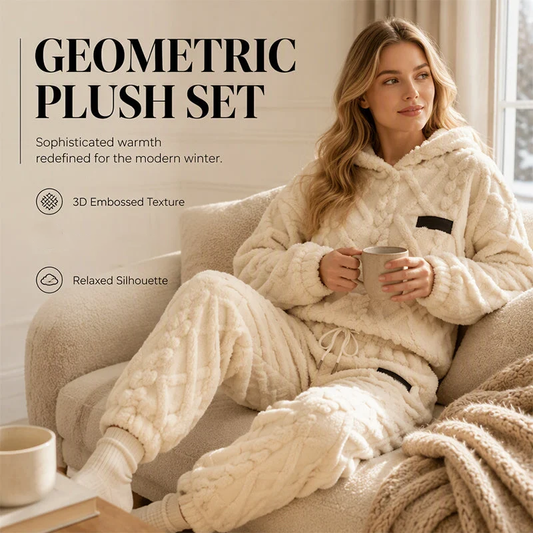 💖 Premium Comfort | Women's Plush Textured Hoodie & Pants 2-Piece Set