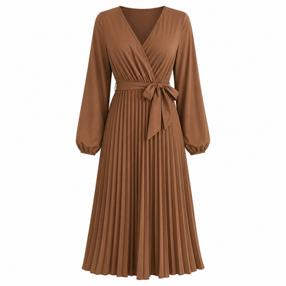 👗✨Women's Elegant Crossover V Neck Pleated Maxi Dress✨