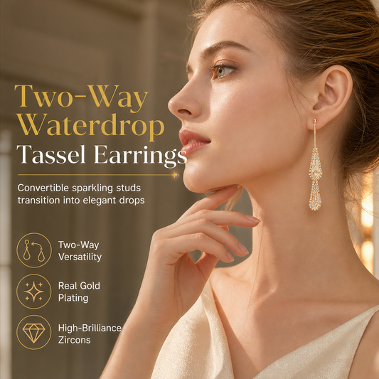 ✨ Women's Dual-Wear Zircon Water Drop Tassel Earrings – Elegant & Versatile 💎🌸